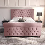 Melbourne Upholstered Ottoman Bed - Pink Plush Velvet