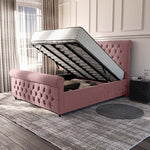 Melbourne Upholstered Ottoman Bed - Pink Plush Velvet