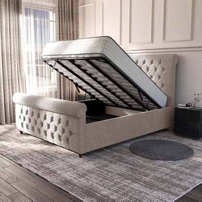 Melbourne Upholstered Ottoman Bed - Seal Grey Naples