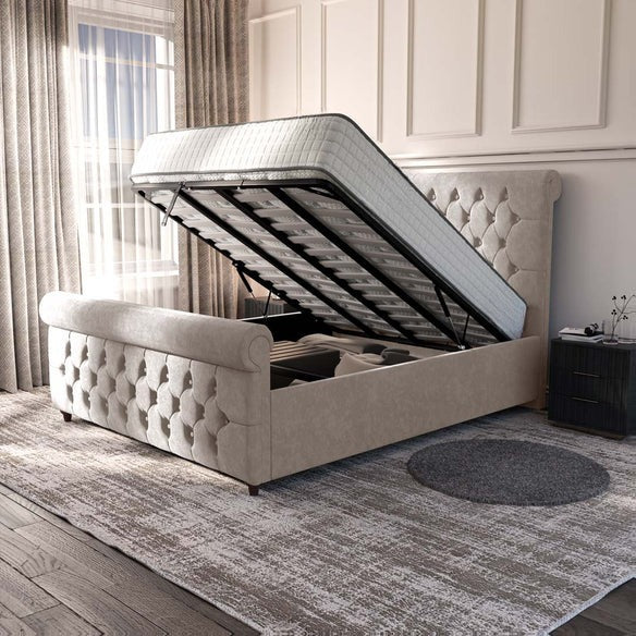 Melbourne Upholstered Ottoman Bed - Seal Grey Naples