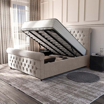 Melbourne Upholstered Ottoman Bed - Seal Grey Naples