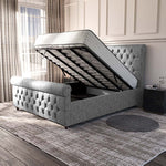 Melbourne Upholstered Ottoman Bed - Silver Chenille