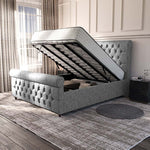 Melbourne Upholstered Ottoman Bed - Silver Chenille