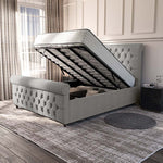 Melbourne Upholstered Ottoman Bed - Silver Linoso
