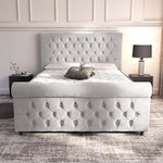Melbourne Upholstered Ottoman Bed - Silver Plush Velvet