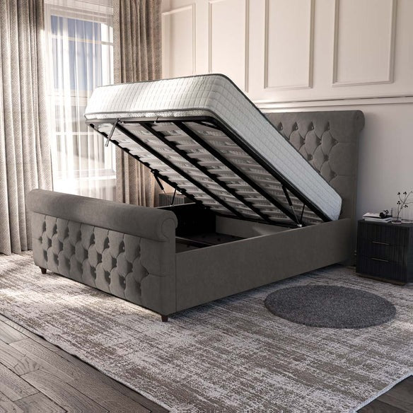 Melbourne Upholstered Ottoman Bed - Slate Grey Naples