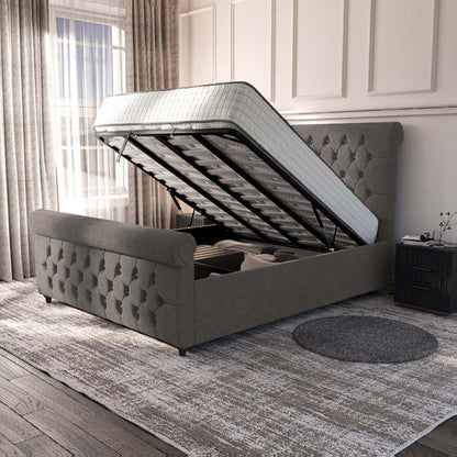 Melbourne Upholstered Ottoman Bed - Slate Grey Naples