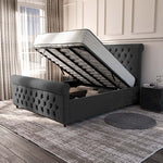 Melbourne Upholstered Ottoman Bed - Steel Plush Velvet
