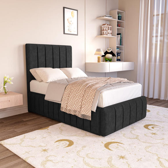 Milan Kids Upholstered Bed - Black Naples