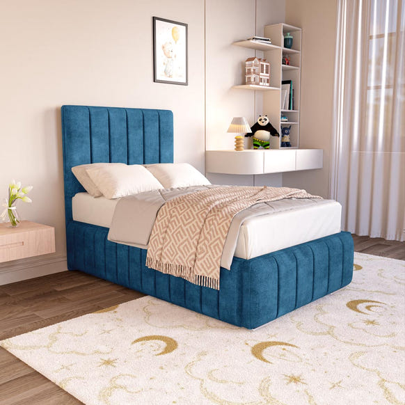 Milan Kids Upholstered Bed - Blue Coniston