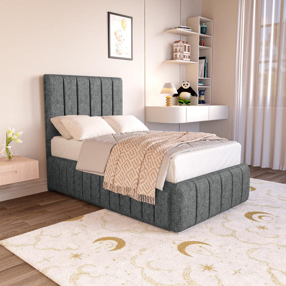 Milan Kids Upholstered Bed - Charcoal Chenille
