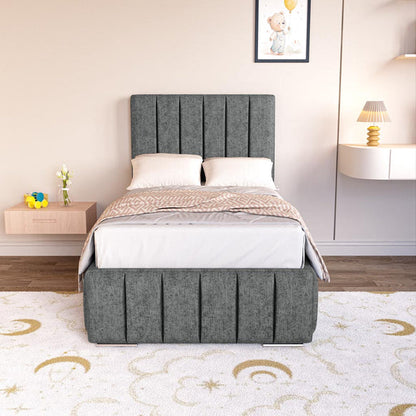 Milan Kids Upholstered Bed - Charcoal Chenille