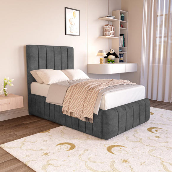 Milan Kids Upholstered Bed - Charcoal Coniston
