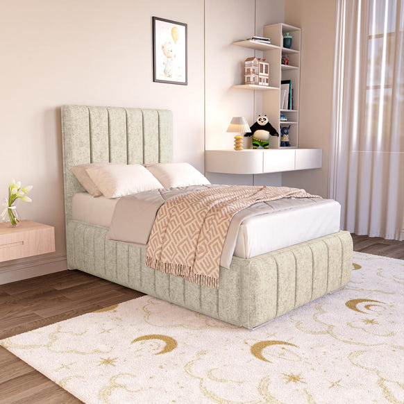 Milan Kids Upholstered Bed - Cream Chenille