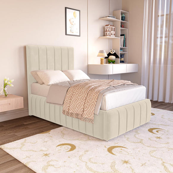 Milan Kids Upholstered Bed - Cream Plush Velvet