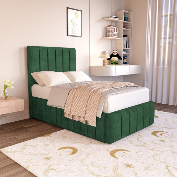 Milan Kids Upholstered Bed - Emerald Coniston