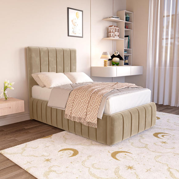 Milan Kids Upholstered Bed - Mink Plush Velvet