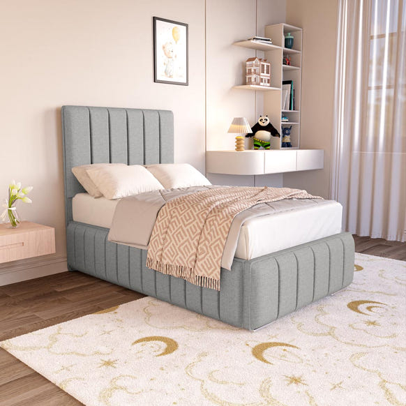 Milan Kids Upholstered Bed - Silver Linoso