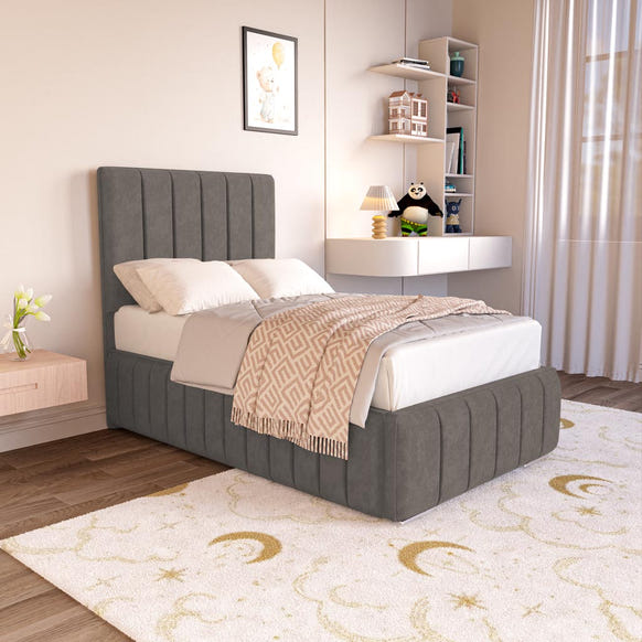 Milan Kids Upholstered Bed - Slate Grey Naples