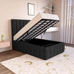Milan Kids Upholstered Ottoman Bed - Black Naples