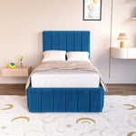 Milan Kids Upholstered Ottoman Bed - Blue Plush Velvet