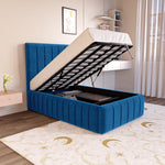 Milan Kids Upholstered Ottoman Bed - Blue Plush Velvet