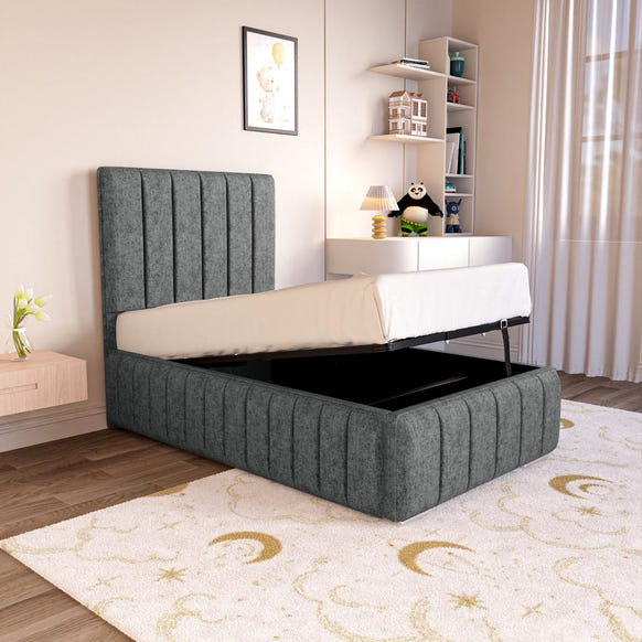 Milan Kids Upholstered Ottoman Bed - Charcoal Chenille