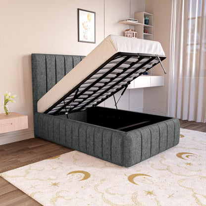 Milan Kids Upholstered Ottoman Bed - Charcoal Chenille