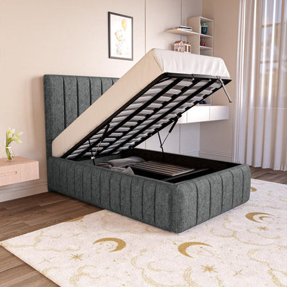 Milan Kids Upholstered Ottoman Bed - Charcoal Chenille