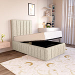Milan Kids Upholstered Ottoman Bed - Cream Chenille