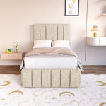 Milan Kids Upholstered Ottoman Bed - Cream Chenille