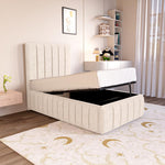 Milan Kids Upholstered Ottoman Bed - Cream Naples