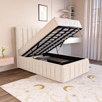 Milan Kids Upholstered Ottoman Bed - Cream Naples