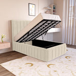 Milan Kids Upholstered Ottoman Bed - Cream Plush Velvet