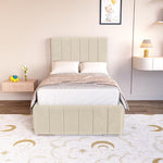 Milan Kids Upholstered Ottoman Bed - Cream Plush Velvet