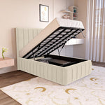 Milan Kids Upholstered Ottoman Bed - Cream Plush Velvet