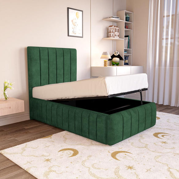 Milan Kids Upholstered Ottoman Bed - Emerald Coniston