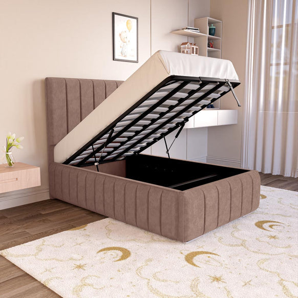 Milan Kids Upholstered Ottoman Bed - Mauve Naples