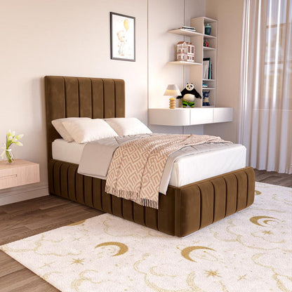 Milan Kids Upholstered Ottoman Bed - Mocca Plush Velvet