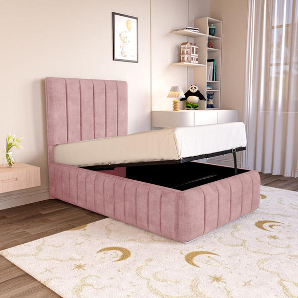 Milan Kids Upholstered Ottoman Bed - Pink Coniston