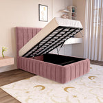 Milan Kids Upholstered Ottoman Bed - Pink Plush Velvet