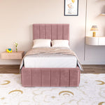 Milan Kids Upholstered Ottoman Bed - Pink Plush Velvet
