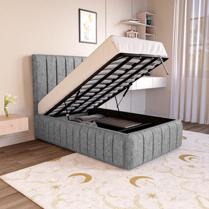 Milan Kids Upholstered Ottoman Bed - Silver Chenille