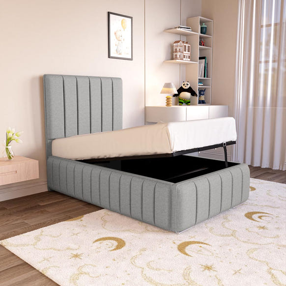Milan Kids Upholstered Ottoman Bed - Silver Linoso