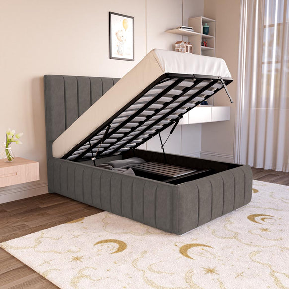 Milan Kids Upholstered Ottoman Bed - Slate Grey Naples
