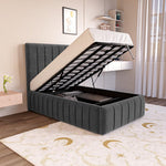 Milan Kids Upholstered Ottoman Bed - Steel Plush Velvet