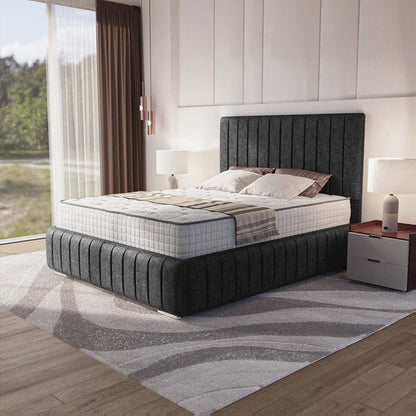 Milan Upholstered Bed - Black Chenille