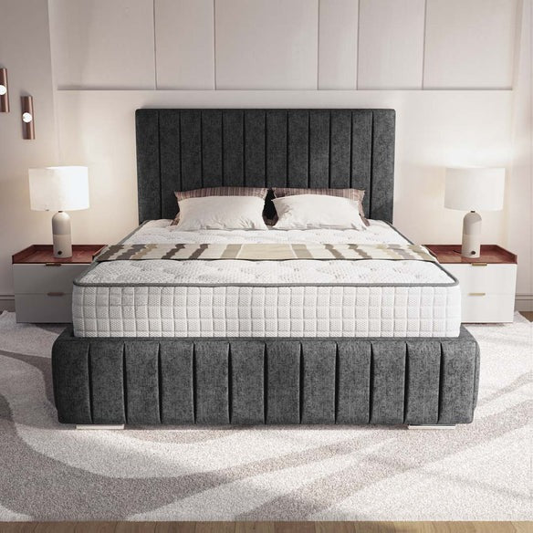 Milan Upholstered Bed - Black Chenille