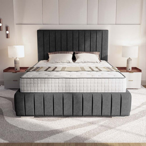 Milan Upholstered Bed - Black Naples