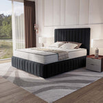 Milan Upholstered Bed - Black Plush Velvet